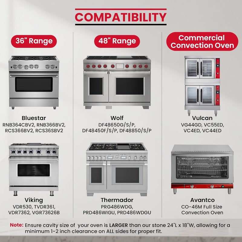Unicook حجر بيتزا كبير جداً 24”x18” لأفران المنزل الكبيرة والأفران التجارية، حجر خبز مستطيل، مثالي لخبز البيتزا المقرمشة، الخبز والبسكويت، وزن ثقيل 16.6 رطل - Image 3